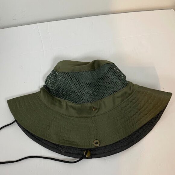 Two-Tone Outdoor Olive Green Black Boonie Hat  Mesh Vent Adjustable Size - Picture 3 of 5